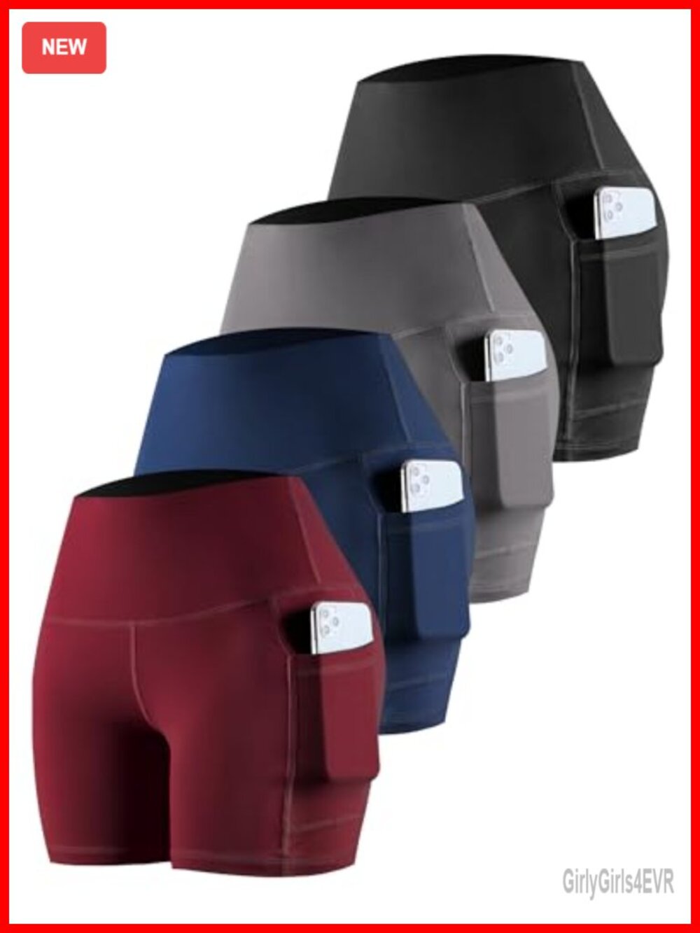 High Waisted Biker Yoga Shorts Pockets Tummy Control Spandex Workout Gym